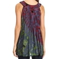 thumbnail image 2 of Sakkas Sana Tie Dye Sleeveless Embroidered V-Neck Tank Tunic Top Blouse / Cover Up - Raspberry - One Size Regular, 2 of 5