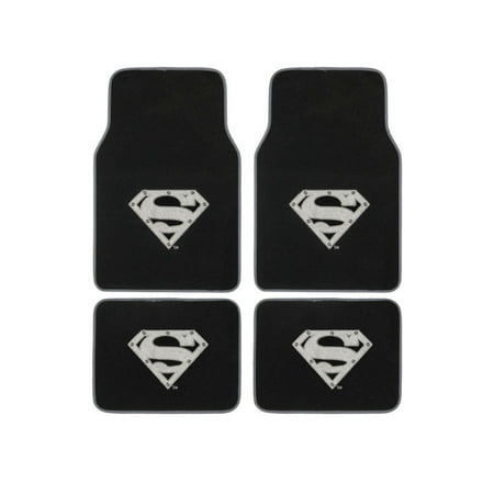 Many Auto Accessories - Superman Silver Shield Logo 4 Carpet Floor Mats