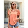 thumbnail image 6 of Women'S Short Sleeve Shirts Dressy Lace Summer Tops 2025 Spring Trendy Casual T-Shirts Cute Blouses Orange Red M, 6 of 8