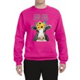 thumbnail image 2 of Wild Bobby, Good Food Good Mood Funny Cute Cow Animal Lover Unisex Crewneck Graphic Sweatshirt, Fuschia, 2XL, 2 of 3