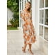 thumbnail image 4 of Vestido largo Simplee para mujer, estilo bohemio, floral, manga larga, naranja, 4 of 5
