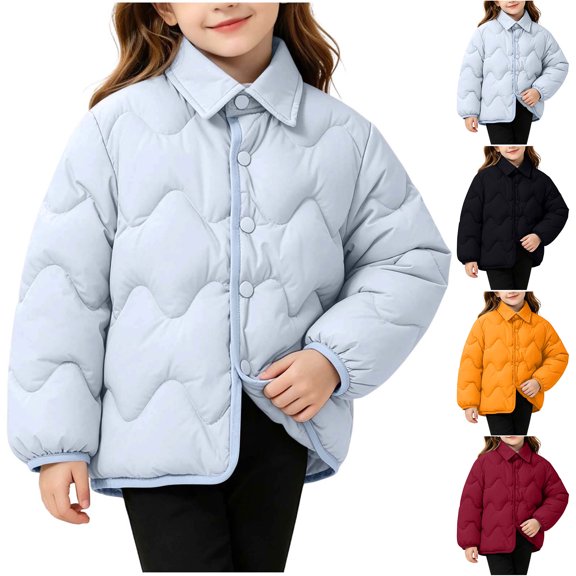 Abtuhar Children Fall Winter Hooded Casual Outerwear and Jackets Winter Reversible Lapel Padded Coat for 1‑15 Years