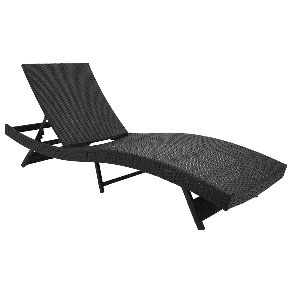 Outdoor Indoors Style MainwaysSpace Patio Chaise Lounge Embossing Vines Chaise Lounge Chair Black