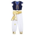 thumbnail image 5 of Conjunto de chaleco y pantalones con mangas cortas para niños, disfraz de príncipe árabe, rey de la lámpara, para fiesta de disfraces, 5 of 5