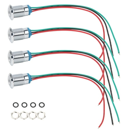 

4 Set Indicator LED Light Waterproof Common Anode Industrial Control Components 12mm 110-220VRed and Green