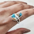 thumbnail image 3 of Oyster Copper Turquoise Ring, Natural Turquoise Ring, December Birthstone, Womens Ring, Coffin Ring, 925 Sterling Silver, Christmas, Handmade, Statement Jewelry, Coffin Shape Gemstone Ring, 3 of 6