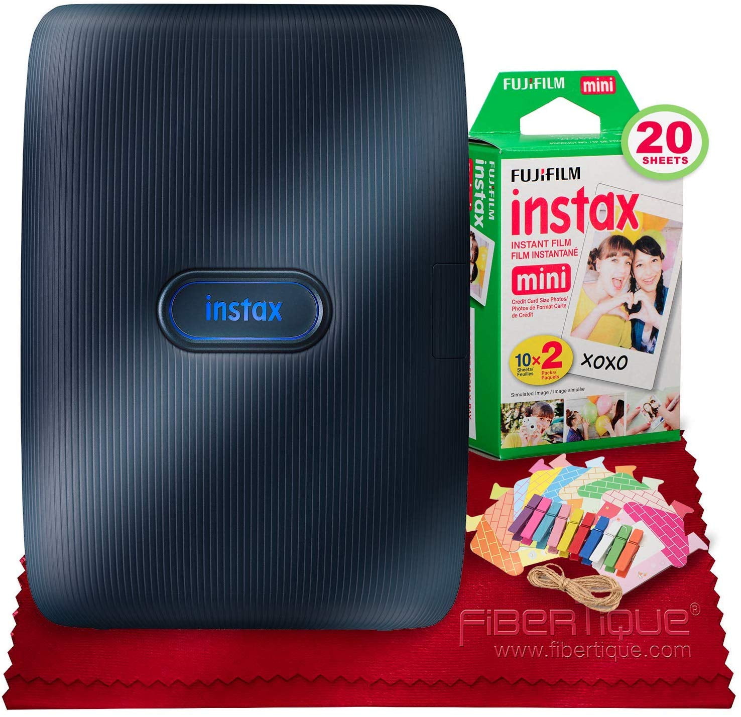 INSTAX Mini Link Smartphone Printer (Dark Denim) + Fujifilm Instax Mini