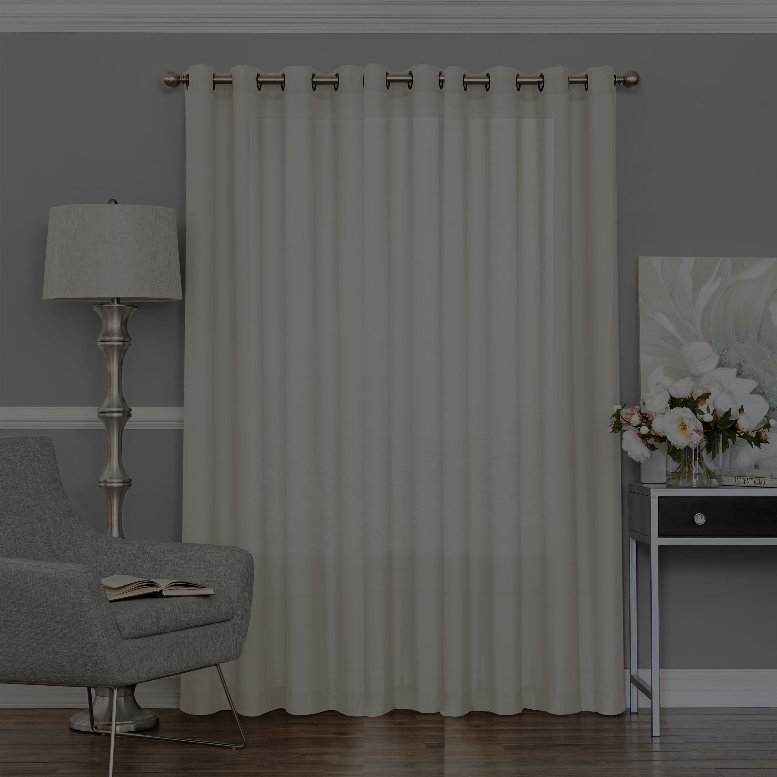 Eclipse Liberty Light Filtering Window Curtain 52 Inches Wide x 95 Inches Long, Single Window Curtain Panel, Grommet, Grey
