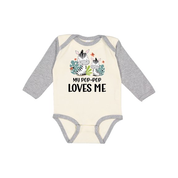 Inktastic Zebra My Pop-pop Loves Me Boys or Girls Long Sleeve Baby Bodysuit