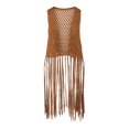 thumbnail image 4 of No Boundaries Women's Polyester Crochet Vest W/ Fringe, L/XL, Brown, 4 of 4
