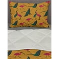 thumbnail image 3 of Jungle Cartoon Comforter & Sham Bedding Set, Wildlife Themed Avian Art Folk Inspired Ornate Birds, 3 pcs Duvet Set Microfiber Filling Quilt, 5 Sizes, Amber Hot Pink Emerald, by Ambesonne, 3 of 4