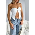 thumbnail image 2 of Split Cut Off Shoulder Crop Top (L, White), 2 of 10