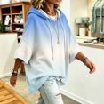 thumbnail image 4 of Womens Oversized Hoodies Gradient Printed 3/4 Sleeve Hooded Pullover Sweatshirt Baggy Relaxed Fit Casual Fall Winter Daily Outfit Tops, 4 of 5
