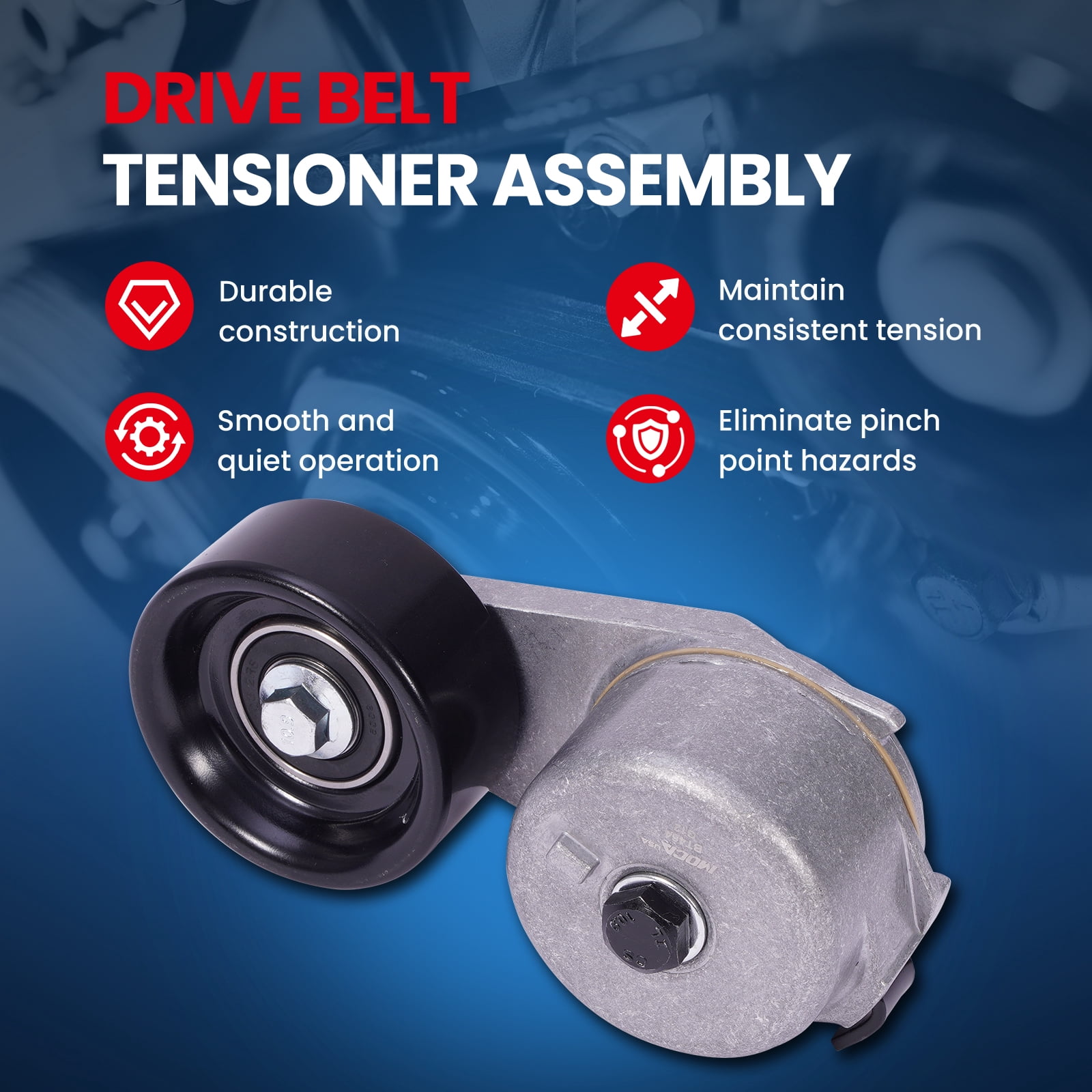 MOCA AUTOPARTS Belt Tensioner Assembly w/Pulley for 1998-2000 Ford F-100 Ranger 2.5L & 1998-2001 Mazda B2500 2.5L