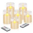 thumbnail image 1 of Velas sin llama Wemarry, pilares de vidrio acrílico con mando a distancia, paquete de 6, 1 of 6