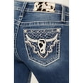 thumbnail image 2 of Miss Me Women's Dark Wash Mid Rise Faux Cowhide Longhorn Bootcut Stretch Denim - M9251B 29W x 34L, 2 of 4
