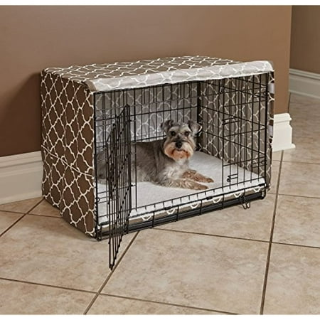 UPC: 0027773022718 | MidWest Dog Crate Cover Privacy Dog Crate Cover Fits MidWest Dog Crates Brown Geometric Pattern 30
