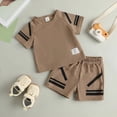 thumbnail image 2 of kpoplk Toddler Baby Boy Summer Clothes Short Sleeve T-Shirt Tops Shorts Set 2Pcs Casual Outfit(Brown,18-24 M), 2 of 9
