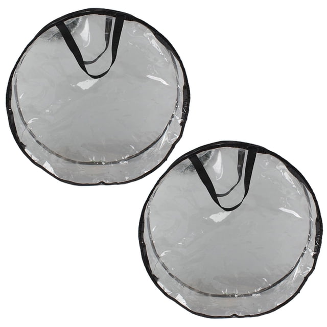 CSChome Sac de Rangement pour Guirlande avec Fenêtre Transparente Sac de Rangement Rond en PVC pour Couronne de Noël avec Poignée de Transport Facile
