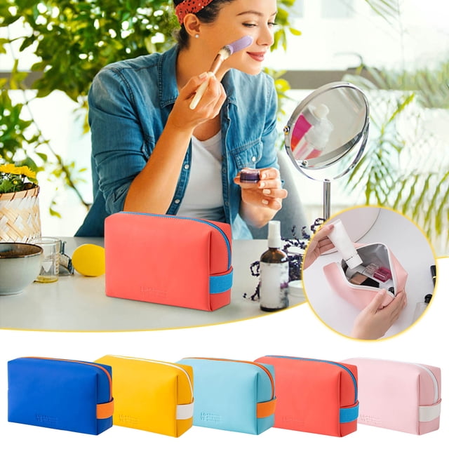 Xihbxyly Bolsa de Maquillaje Portátil, Separación de Artículos Húmedos y Secos, Fácil de Transportar, Gran Capacidad, Organizador de Viaje, Plegado Cómodo, Costuras Exquisitas, Material de Pu, Incluy