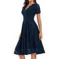 thumbnail image 6 of Viikei Plus Size Short Sleeve Dress for Women Lace Party Cocktail Prom Ballgown Vintage Dress, 6 of 9