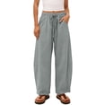 thumbnail image 6 of Abomasnow Women's Plus Size Palazzo Pants Elastic High Waist Drawstring Wide Leg Pants Casual Lightweight Beach Vacation Trousers with Pockets, 6 of 7