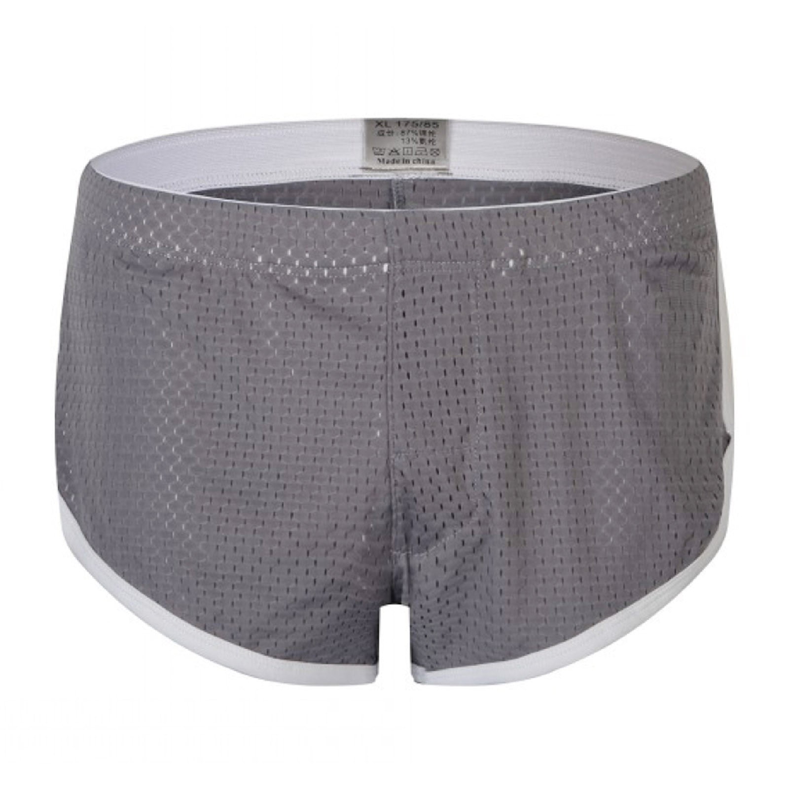 PEASKJP Mens Comfy Trunk Quick Dry Nylon Boxers for Men Athletic Boxers Hiking Underwear Mesh Boxer Shorts Dark Gray L