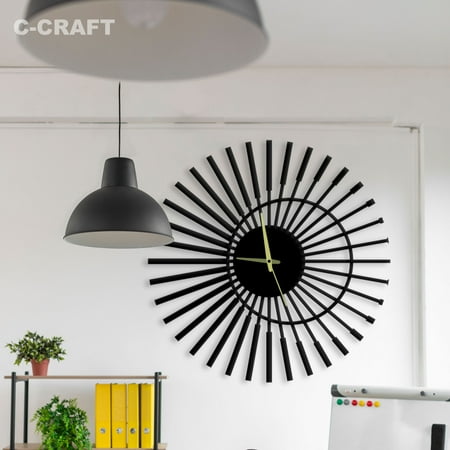 C-CRAFT Minimalist Oversized Modern Wall Clock Silent 14 Inch for Living Room Wall Decor