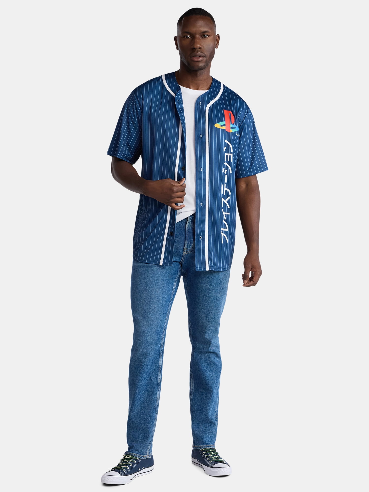 PlayStation, Men's & Big Men's Graphic Jersey, Vertical Kanji Logo, Sizes S-3XL