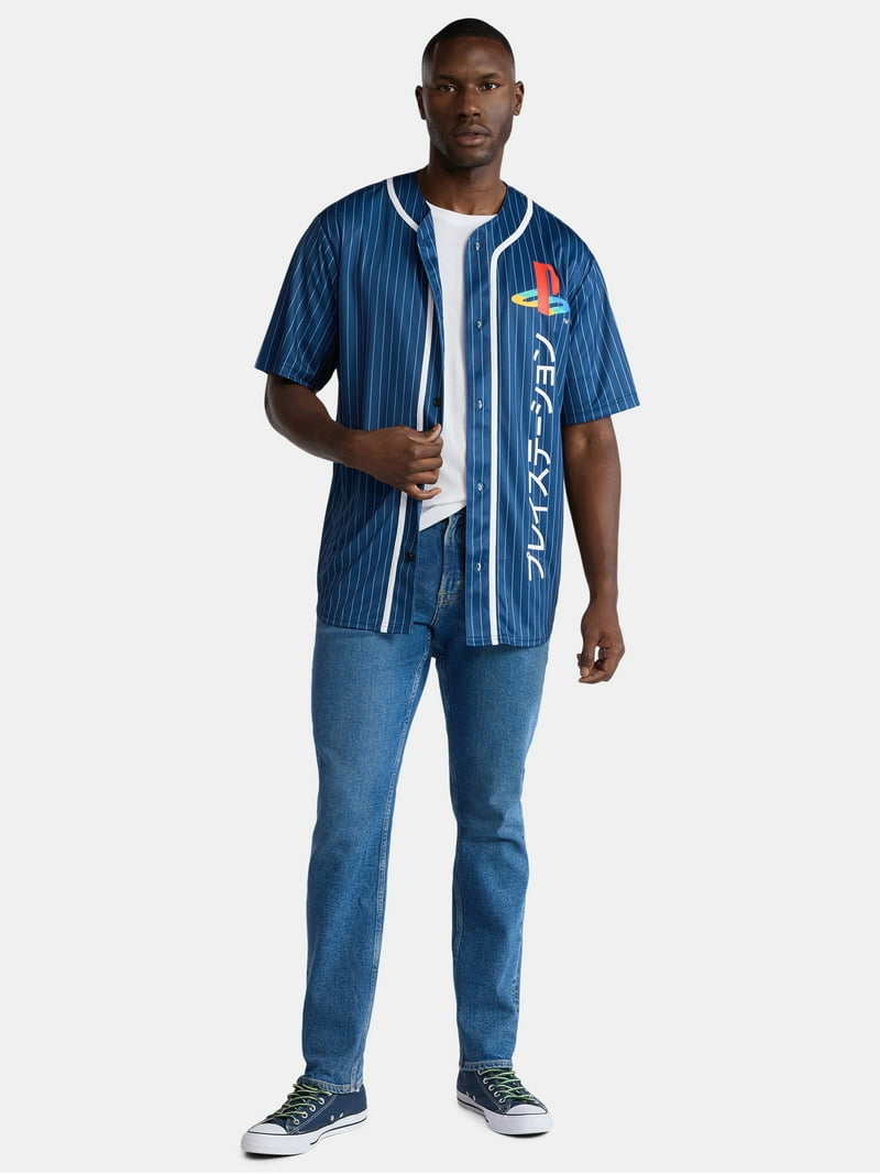 PlayStation, Men's & Big Men's Graphic Jersey, Vertical Kanji Logo