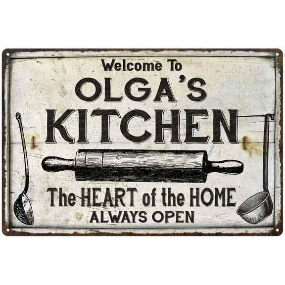 OLGA'S Kitchen Farmhouse Sign 8 x 12 High Gloss Metal 208120033280