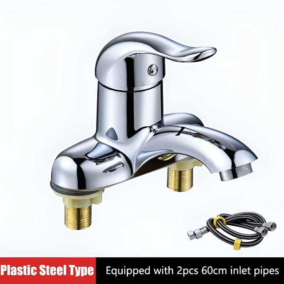 HIBIBUD Bathroom Faucet Double-Hole Basin Hot And Cold Water Faucet For Toilet Kitchen Bathroom Plastic Steel Sink Mixer Tap