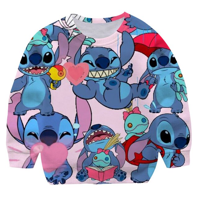 Primavera otoño niños niñas Stitch sudadera niños Casual algodón manga larga estampado sudaderas con capucha ropa deportiva adolescente Hip Hop ropa 5T Gao Jinjia LED