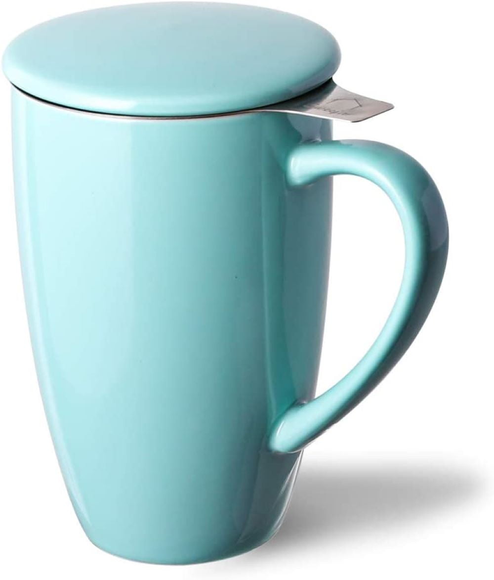SWEEJAR Porcelain Tea Mug with Infuser and Lid,Teaware with Filter