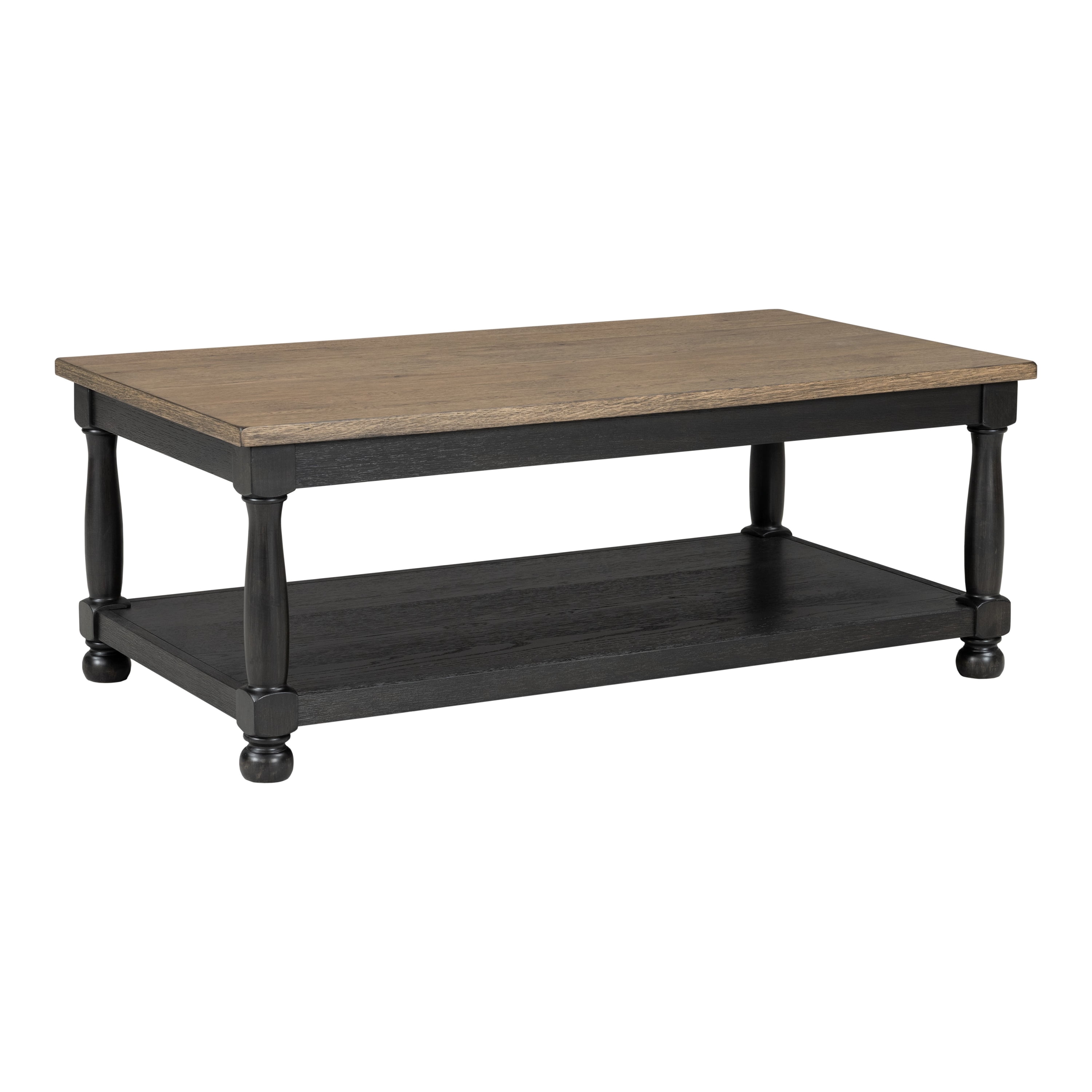 Furniture of America Millers Modern Solid Wood Coffee Table with Open Shelf, Weathered Black