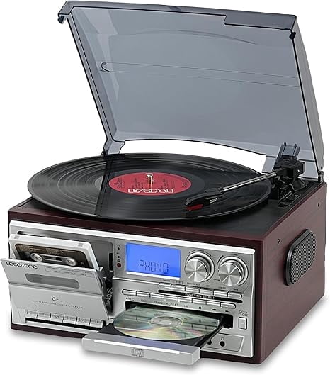 JENSEN JTA-455 Bluetooth 3-Speed Stereo Turntable with Metal Tone