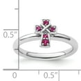 thumbnail image 5 of Created Ruby Sterling Silver Rhodium Cross Ring, 5 of 10