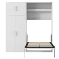 thumbnail image 6 of Twin Size Murphy Bed with Storage Lockers and Wardrobes, Foldable Platform Bed, Wood Murphy Bed Wall Bed Frame for Guest-Room, Home, Office, White, 6 of 9
