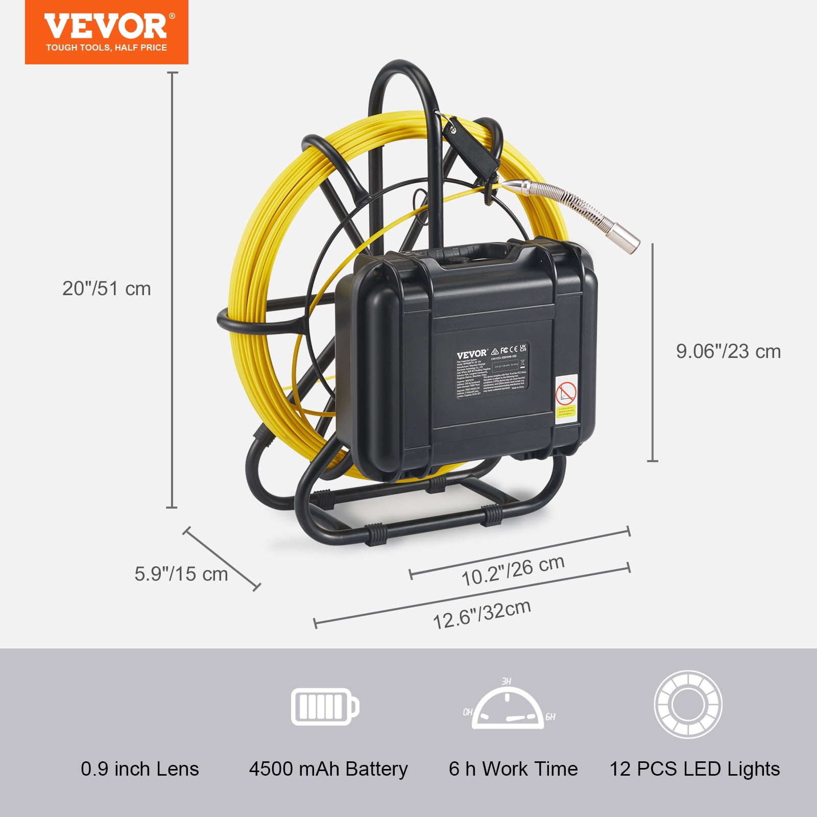 BENTISM Sewer Camera, 165 ft/50 m, 9" Screen Pipeline Inspection Camera with DVR Function, Waterproof IP68 Camera w/12 Adjustable LEDs, w/a 16 GB SD Card for Sewer Line, Home, Duct Drain Pipe Plumbing
