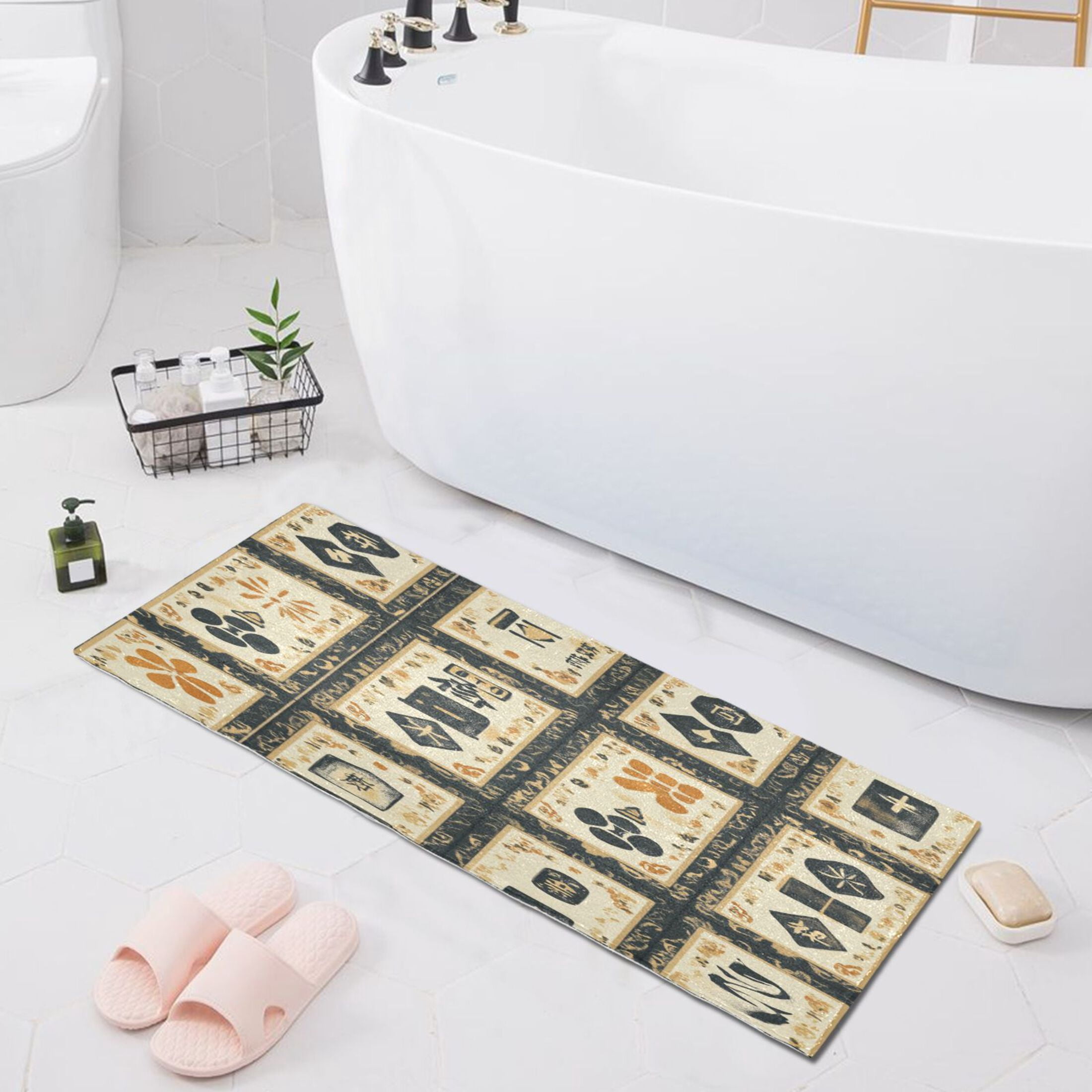 WOBOGO Mahjong Background Carpet 39x20in Kitchen Bathroom Plush Absorbent Non-Slip Floor Mat