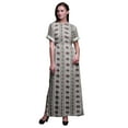 thumbnail image 1 of Bimba Robe Longue Imprimée en Rayonne à Feuilles et Fleurs, Taille Smockée, Fente Latérale, Robe pour Femme - XX-Grand, 1 of 6