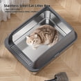 thumbnail image 2 of 2 Pack Stainless Steel Cat Litter Box, Small High Sides Litter Box for Multi Cats & Kittens, Anti-Leak Lid, Non-Stick, Odor Control, Easy Clean, Includes Scoop, 2 of 6