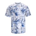 thumbnail image 2 of Rggeeun Mens T-Shirts Tie-Dye Graffiti Patten Short Sleeve Crew Neck Loose Fit Soft Breathable for Summer Evening Party Casual Tee,Blue,L, 2 of 7