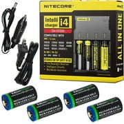 4 Pack EdisonBright EBR65 rechargeable CR123A type 16340 RCR123A 3.7v protected li_ion 650mAh batteries with Nitecore i4 home_ca