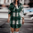 thumbnail image 4 of IROINNID Women's Mid-Length Woolen Coat Turndown Lapel Plaid Long Sleeve Comfy Casual Pockets Tops Jacket Plaid Coat, Green, 4 of 5