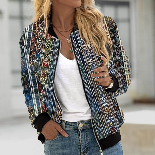 LOVZFMLL Vestes pour Femmes Chandail en Molleton Ample à Manches Longues avec Fermeture Éclair Veste de Baseball Tricotée Décontractée