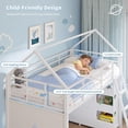thumbnail image 5 of L-Shaped Floor Bunk Bed Twin over Twin Size with 6 Storage Drawers and LED Lights, Low Bunk Bed Frame with Open Storage Box, Safety Guardrail & Ladder, House Shaped Twin Bunk Beds for 2 Teens, White, 5 of 10
