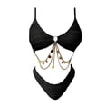 thumbnail image 1 of B91xZ Women's Two Piece Bikini Swimsuit Halter High Waisted Bikini Set Swimsuit Backless Bathing Suits,Black L, 1 of 4