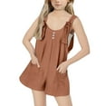 thumbnail image 4 of Summer Savings Clearance 2025! THDHVS Girls Romper,Rompers for Girls,Kids Summer Strap Short Adjustable Shoulder Strap Jumpsuit Sleeveless Loose Overalls Cute Rompers Brown 5-6 Years, 4 of 6
