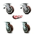 thumbnail image 2 of 6 Inch Polyurethane Swivel Caster Set with Roller Bearing 2 Total Lock Brake SCC, 2 of 2